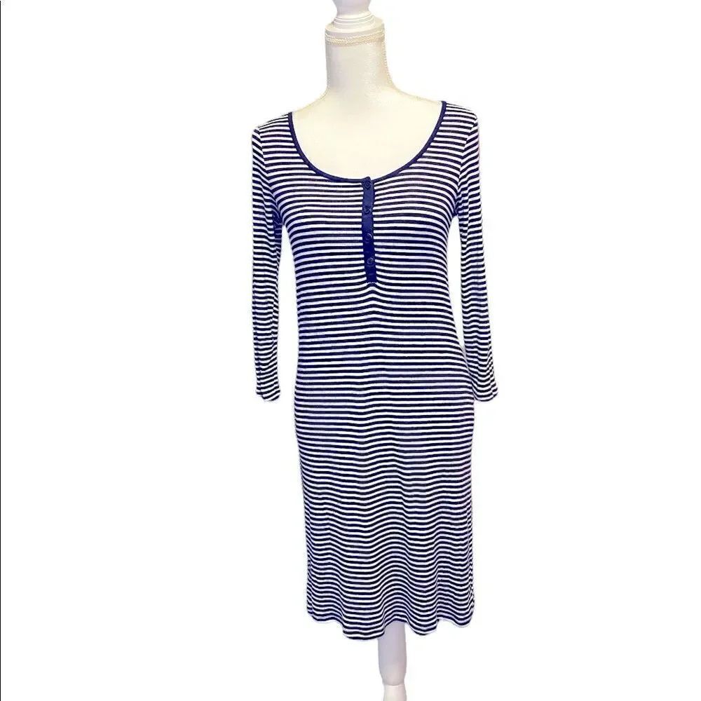 GAP Striped cotton Fitted Stretch Navy & White Striped Dress Women’s Size Small